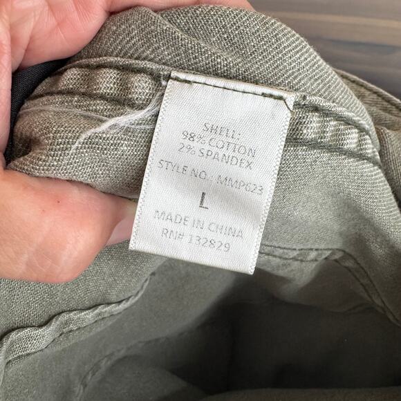 Miou Muse Mens Wide Leg Cotton Blend Pants Fade Olive Raw Hem Casual Size L - Picture 7 of 8